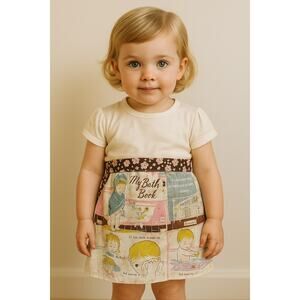 50’s Vintage 1958 Eloise Wilkin Cloth Book Apron Skirt Baby Print Patchwork